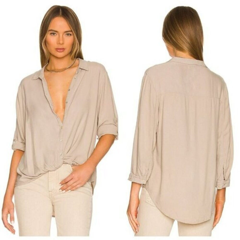 Bobi Button Up Tee - Tan
